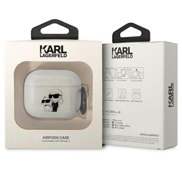 KARL LAGERFELD KARL LAGERFELD AirPods 3 Skal Gliter Karl&Choupette - Clear