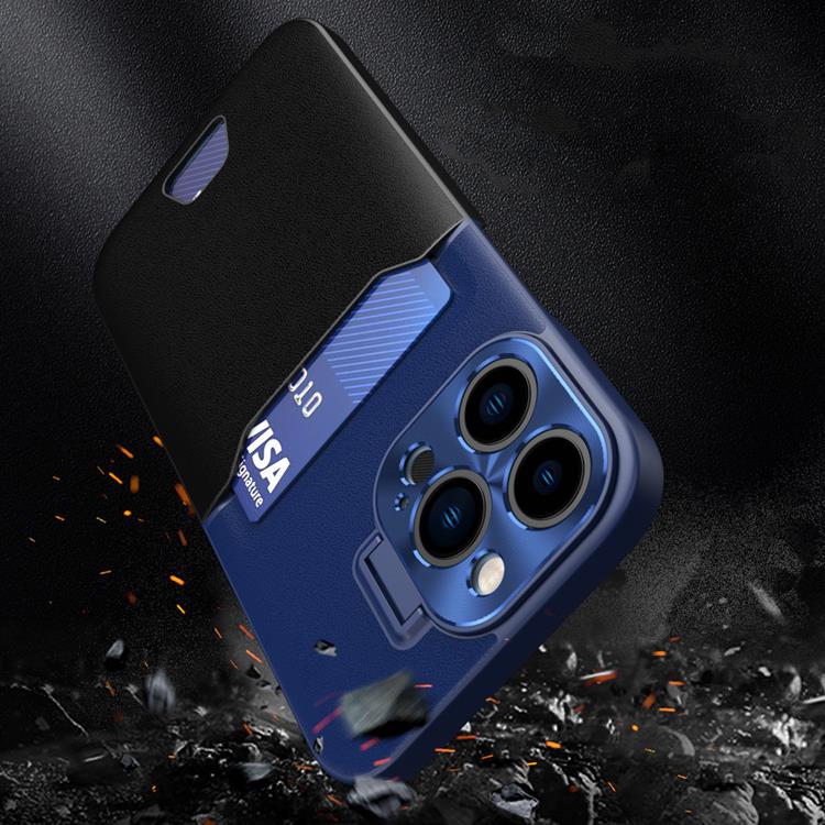 OEM Mobilskal till Galaxy S23 Ultra Korthållare Läder Kickstand - Blå