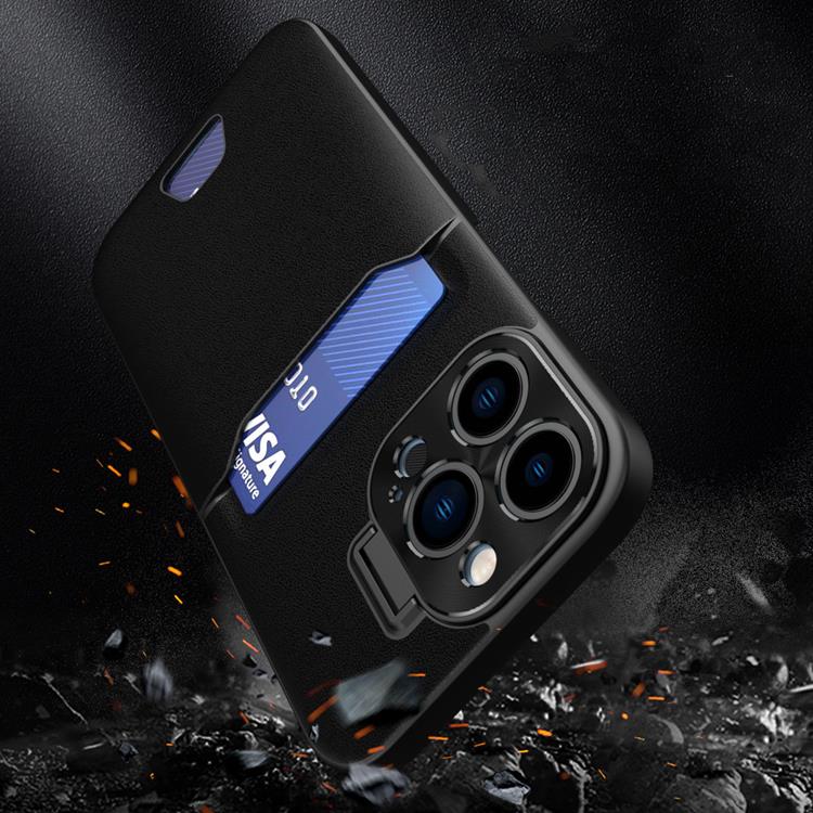 OEM Mobilskal till Galaxy S23 Ultra Korthållare Läder Kickstand - Svart