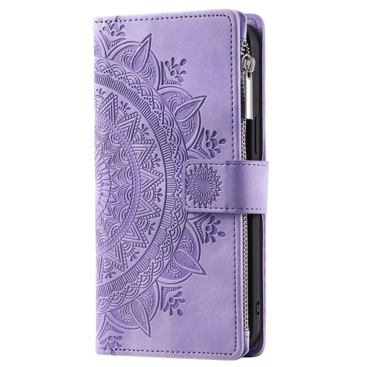 OEM iPhone 15 Pro Max Plånboksfodral Mandala Flower Imprinted - Lila