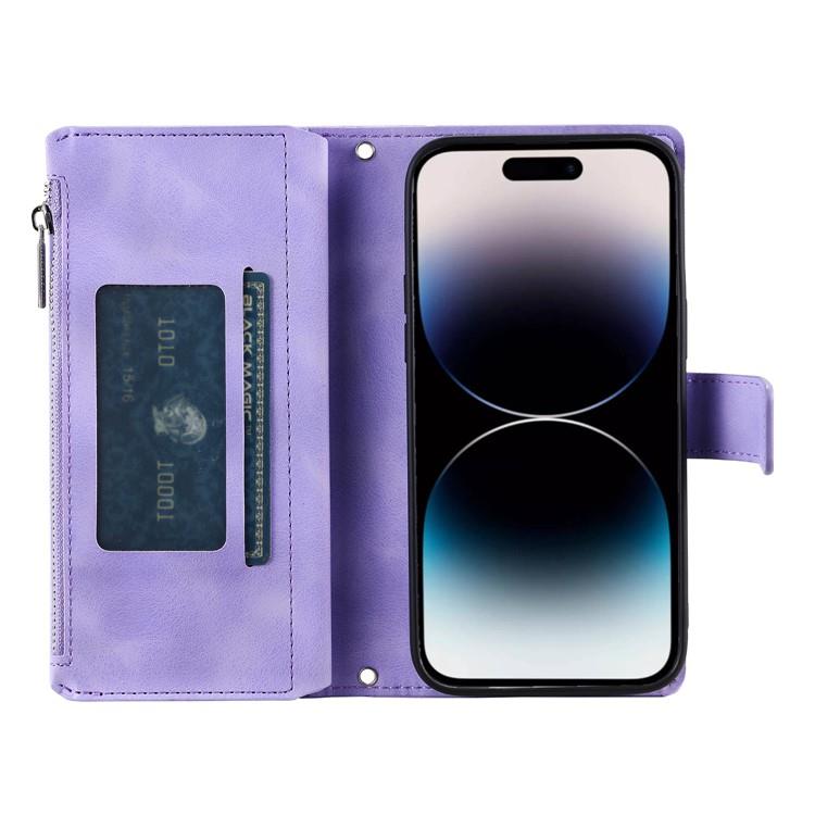 OEM iPhone 15 Pro Max Plånboksfodral Mandala Flower Imprinted - Lila