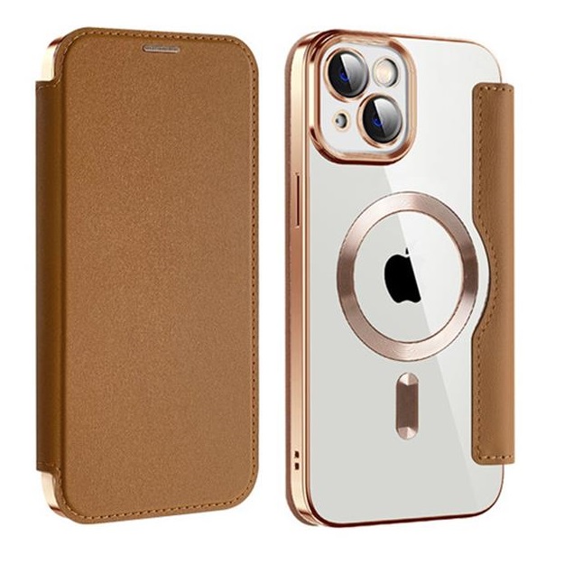 OEM iPhone 14 Plus Magsafe Plånboksfodral RFID Flip - Brun