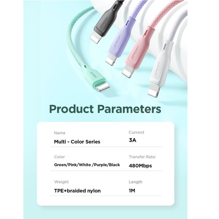 Joyroom Joyroom USB-A till Lightning kabel 2m 3A - Lila