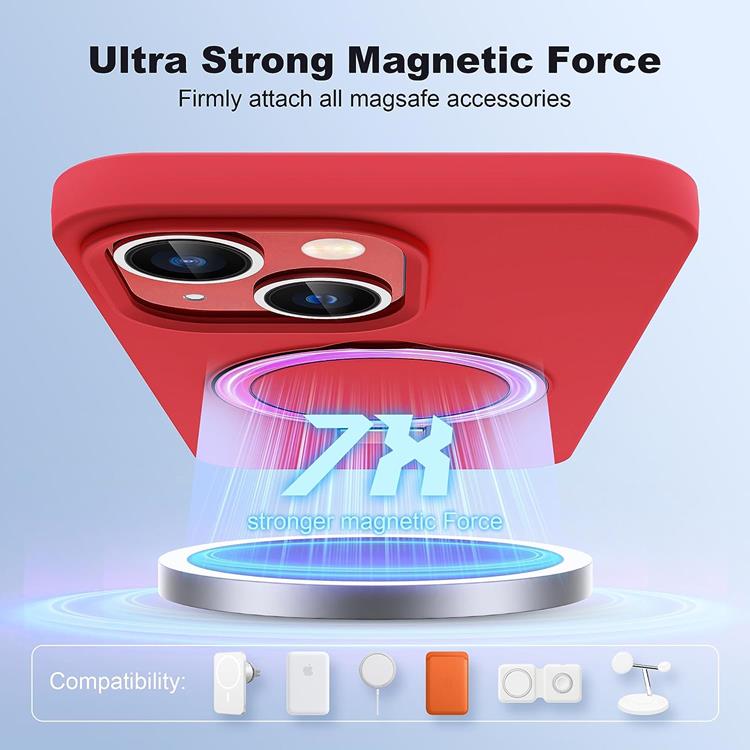 OEM Mobilskal till iPhone 15 Magsafe Liquid Silikon - Röd