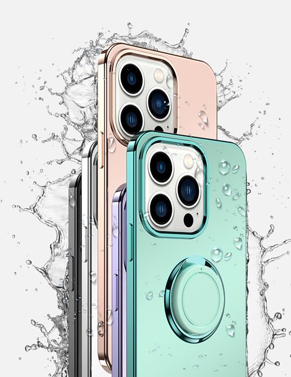 OEM Mobilskal till iPhone 14 Pro Ringhållare Electroplating Kickstand - Lila