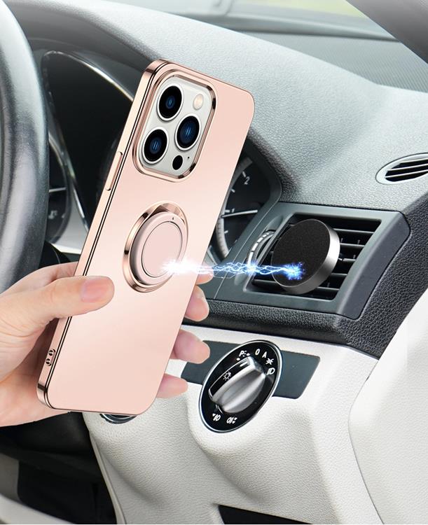 OEM Mobilskal till iPhone 14 Pro Ringhållare Electroplating Kickstand - Lila