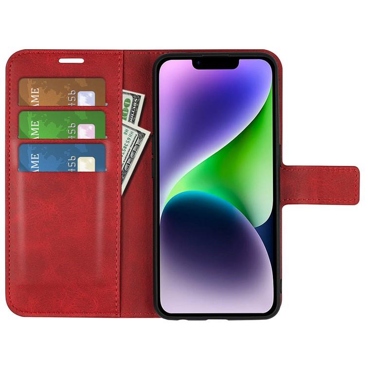 OEM iPhone 15 Plus Plånboksfodral Calf Flip Folio - Röd