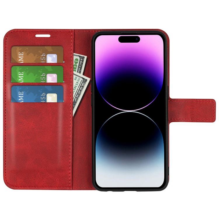 OEM iPhone 15 Pro Plånboksfodral Calf Flip Folio - Röd