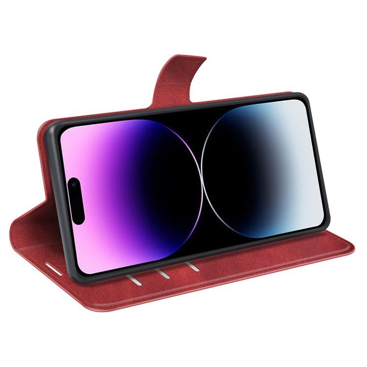 OEM iPhone 15 Pro Plånboksfodral Calf Flip Folio - Röd