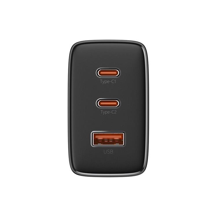 BASEUS Baseus GaN Väggladdare 2x USB-C Till USB-A 65W Cube Pro - Svart