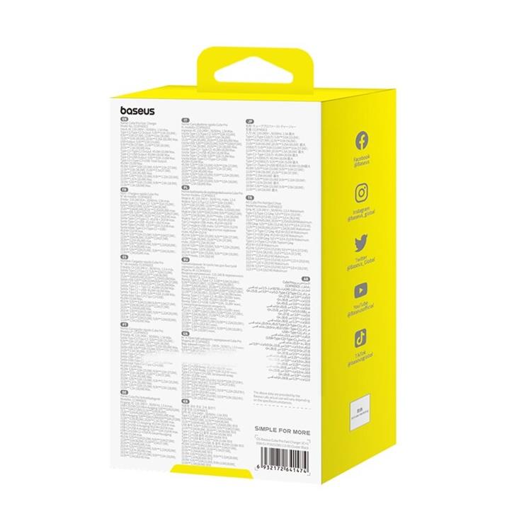 BASEUS Baseus GaN Väggladdare 2x USB-C Till USB-A 65W Cube Pro - Svart