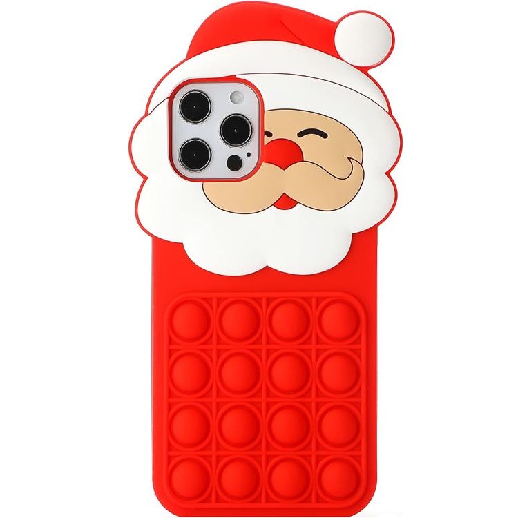 OEM Mobilskal till iPhone 12 Pro Max Silikon Santa Claus Pop It - Röd