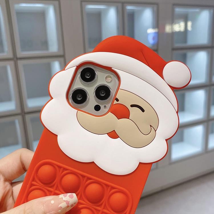 OEM Mobilskal till iPhone 12 Pro Max Silikon Santa Claus Pop It - Röd