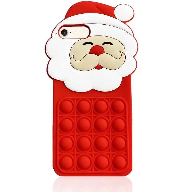 OEM Mobilskal till iPhone X/XS Silikon Santa Claus Pop It - Röd