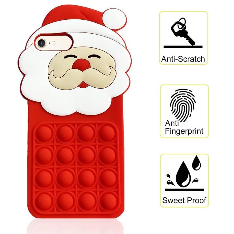 OEM Mobilskal till iPhone X/XS Silikon Santa Claus Pop It - Röd