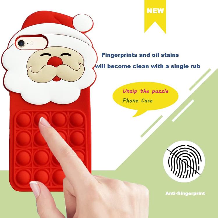 OEM Mobilskal till iPhone X/XS Silikon Santa Claus Pop It - Röd