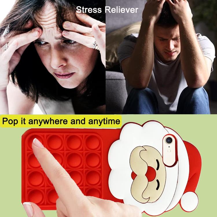 OEM Mobilskal till iPhone X/XS Silikon Santa Claus Pop It - Röd