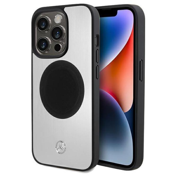 Mercedes Mercedes Mobilskal till iPhone 15 Pro Max MagSafe Läder & Alu - Silver