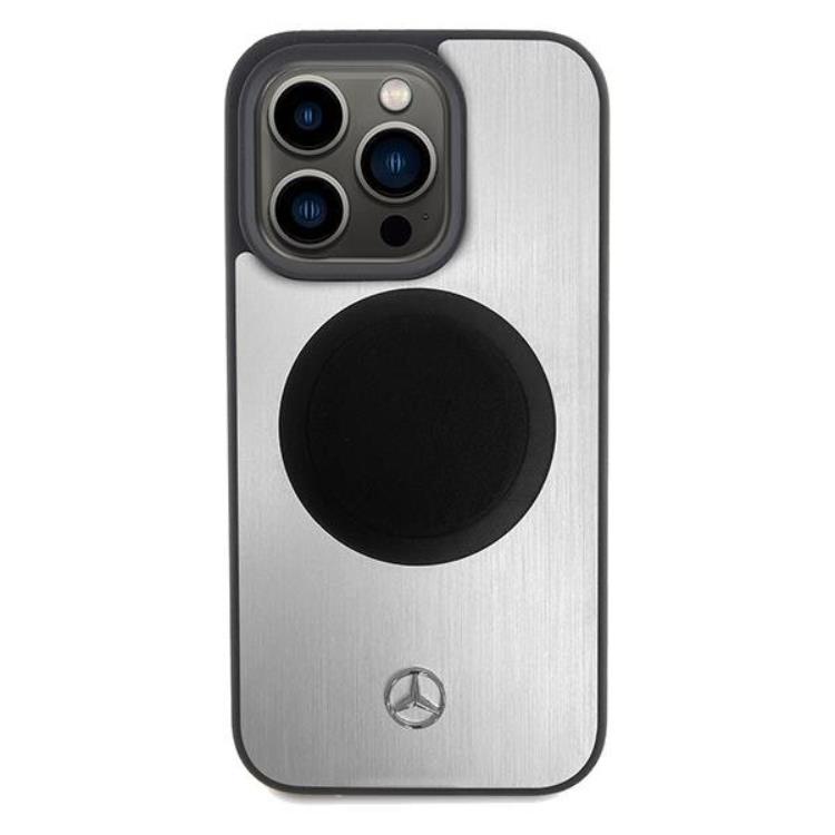 Mercedes Mercedes Mobilskal till iPhone 15 Pro Max MagSafe Läder & Alu - Silver