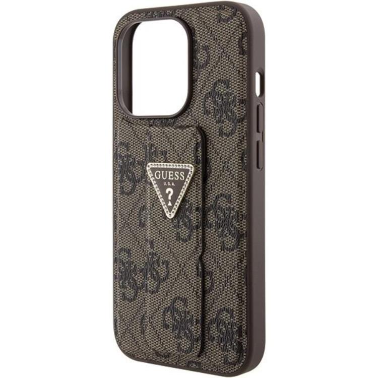 Guess Guess Mobilskal till iPhone 15 Grip Stand Triangle Strass - Brun