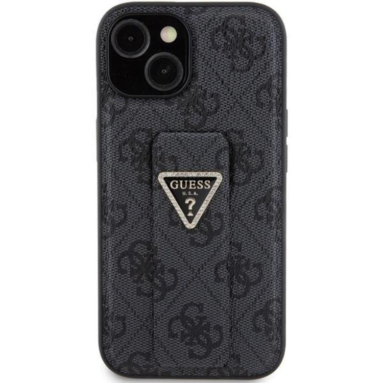 Guess Guess Mobilskal till iPhone 15 Grip Stand Triangle Strass - Svart