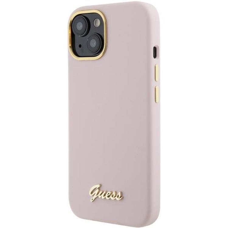 Guess Guess Mobilskal till iPhone 15 Pro Max Silikon Script Metal Logo