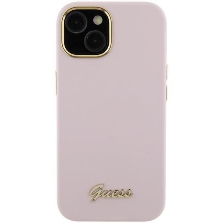 Guess Guess Mobilskal till iPhone 15 Pro Max Silikon Script Metal Logo