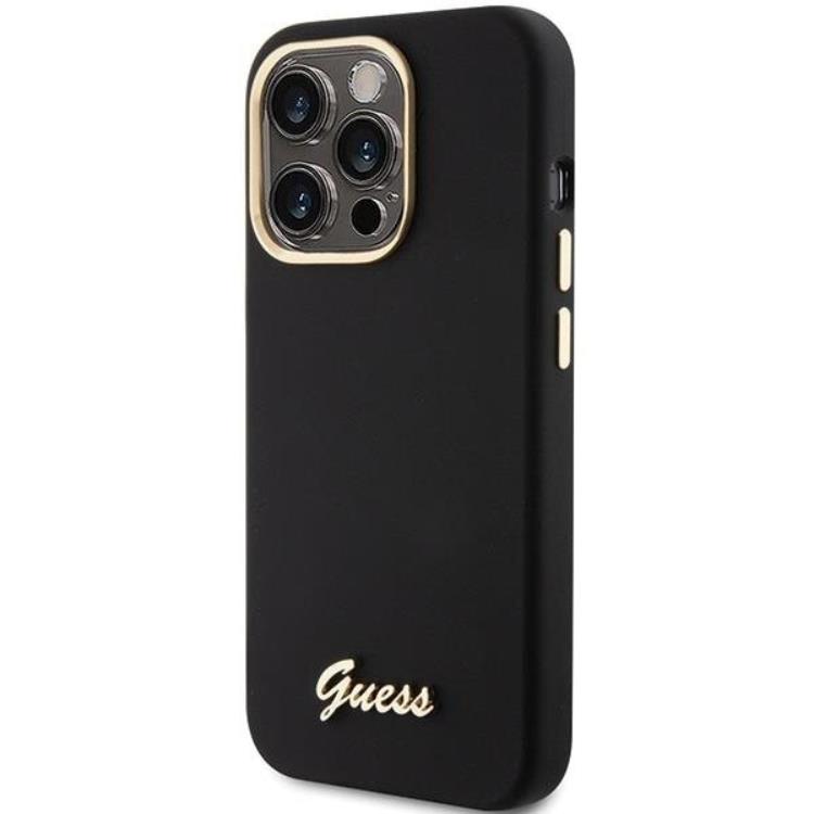Guess Guess Mobilskal till iPhone 15 Pro Max Silikon Script Metal Logo