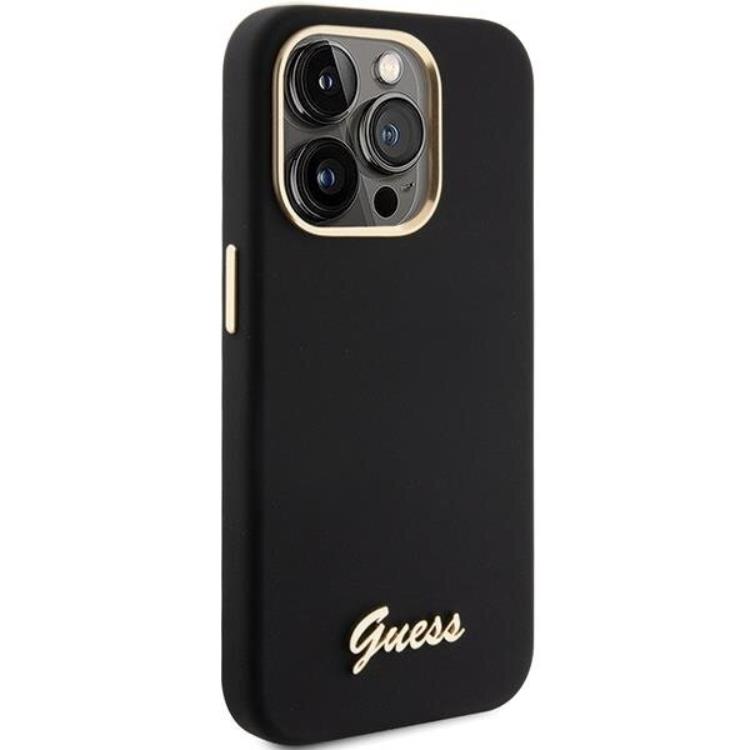 Guess Guess Mobilskal till iPhone 15 Pro Max Silikon Script Metal Logo