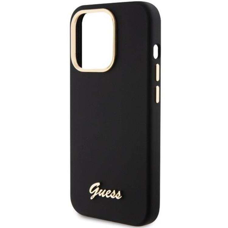 Guess Guess Mobilskal till iPhone 15 Pro Max Silikon Script Metal Logo