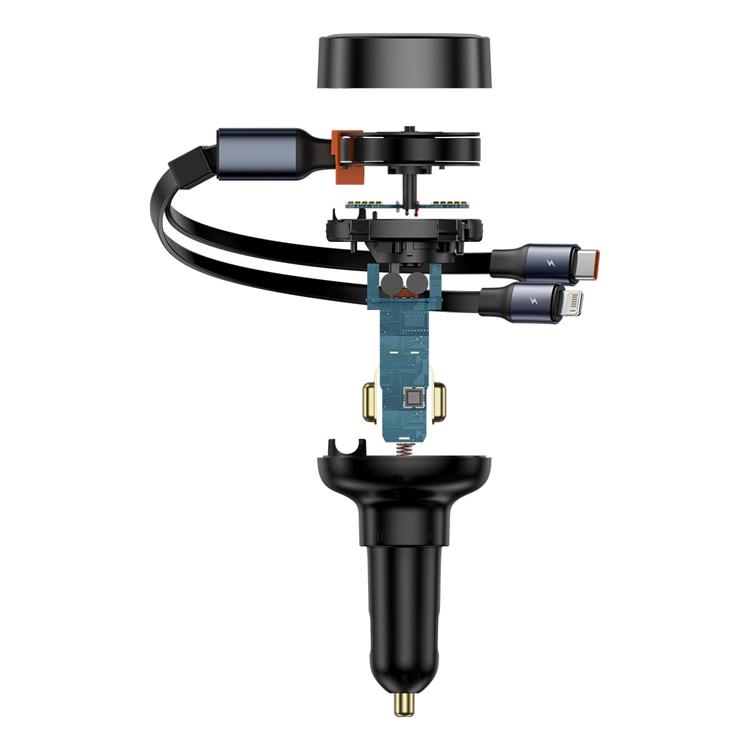 BASEUS Baseus Enjoyment USB-C Billaddare med USB-C/Lightning 60W kabel - Svart