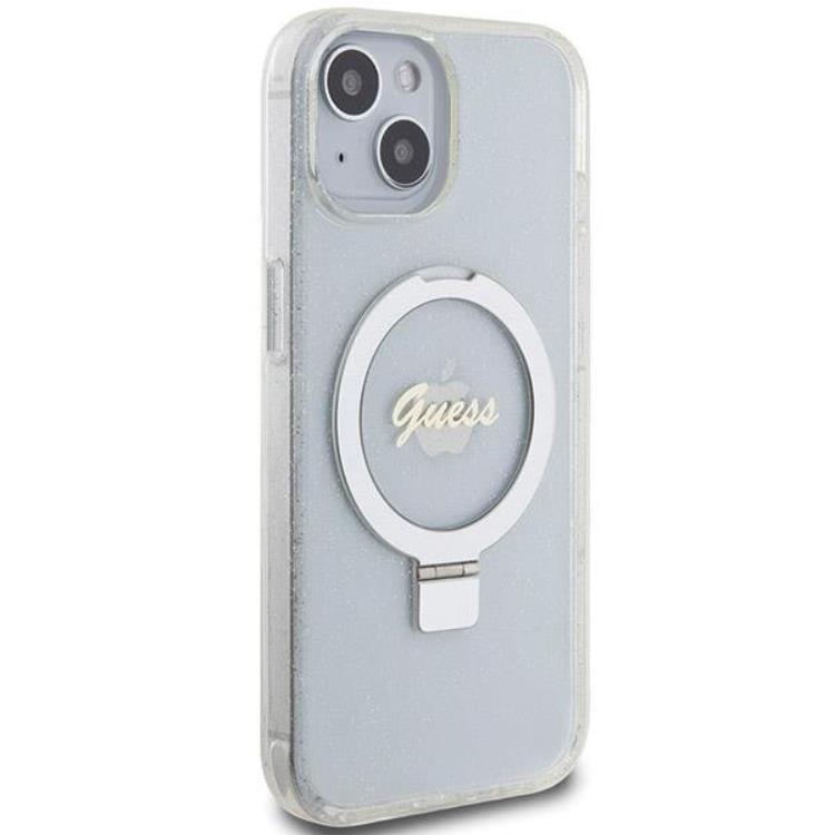 Guess Guess Mobilskal till iPhone 15/14/13 MagSafe Ringställ Script Glitter