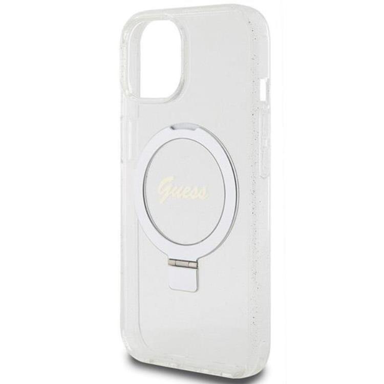 Guess Guess Mobilskal till iPhone 15/14/13 MagSafe Ringställ Script Glitter
