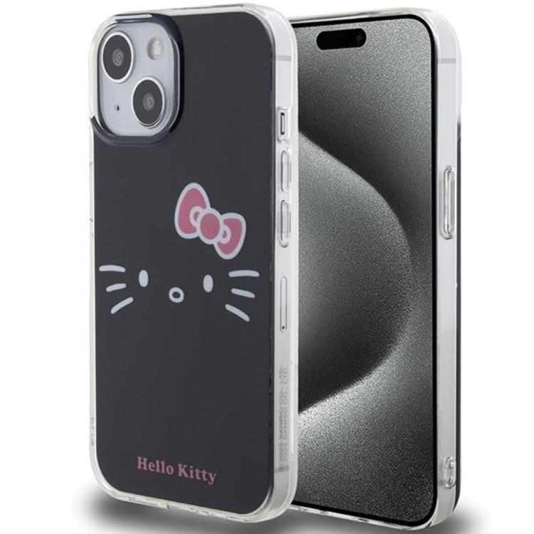 Hello Kitty Hello Kitty Mobilskal till iPhone 15 Hello Kitty IML Kitty Face - Svart
