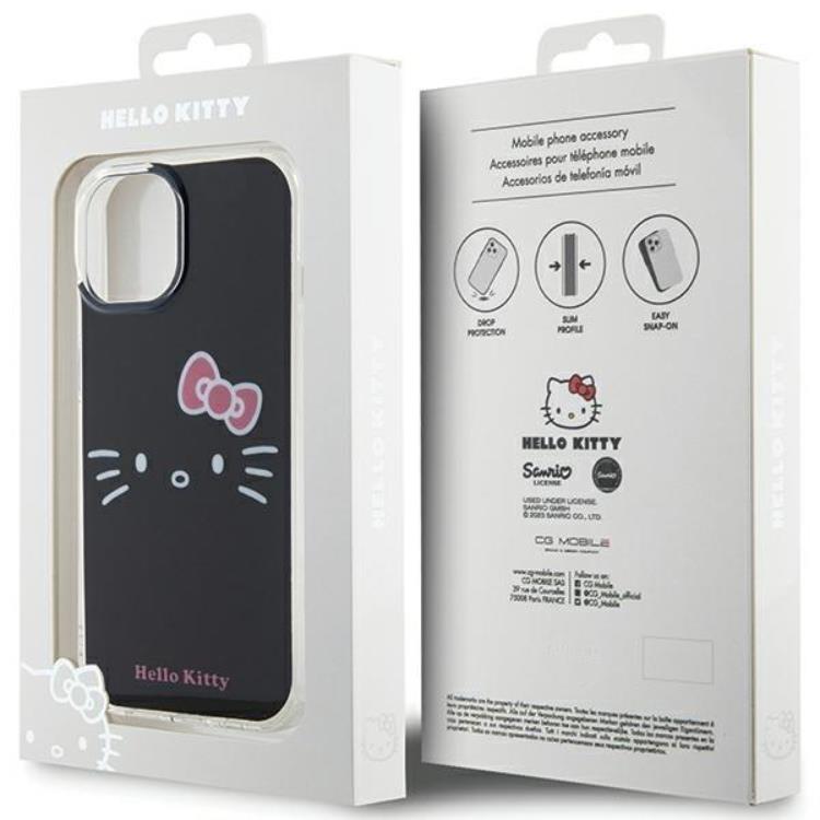 Hello Kitty Hello Kitty Mobilskal till iPhone 15 Hello Kitty IML Kitty Face - Svart