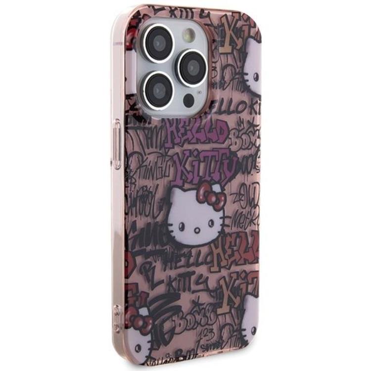Hello Kitty Hello Kitty Mobilskal till iPhone 15 Pro IML Tags Graffiti - Rosa