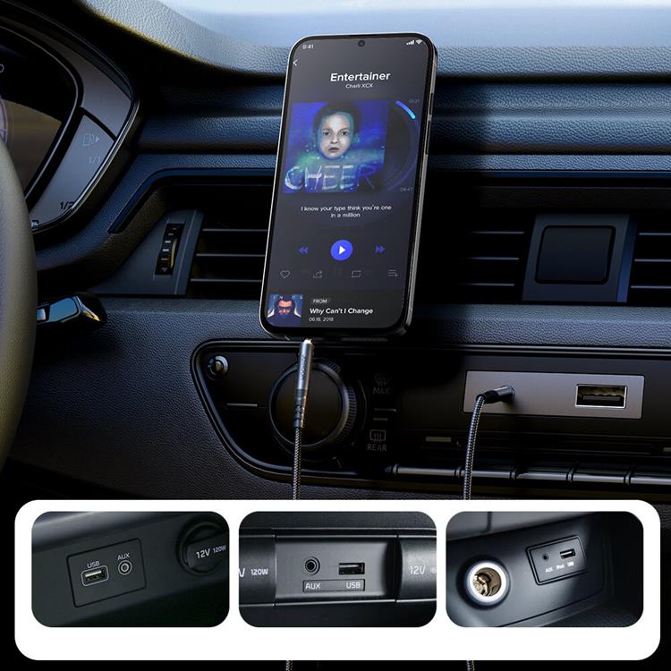 Joyroom Joyroom Stereo Ljud kabel AUX 3.5 mm minijack 1.2m (SY-A08) - Svart