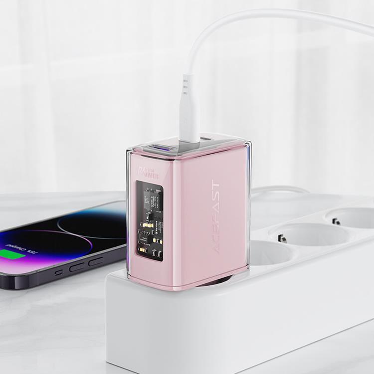 Acefast Acefast GaN Väggladdare A45 65W 2 x USB-C - Rosa