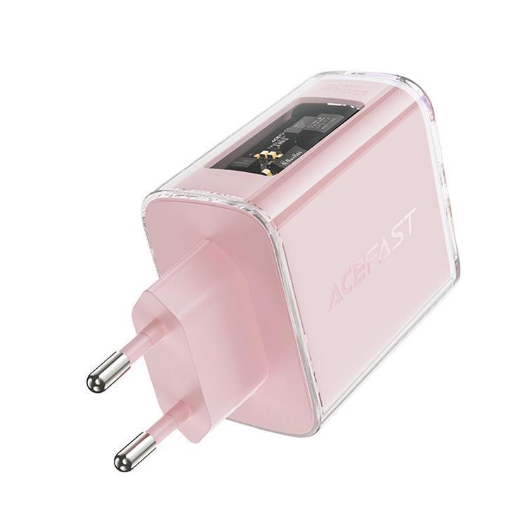 Acefast Acefast GaN Väggladdare A45 65W 2 x USB-C - Rosa