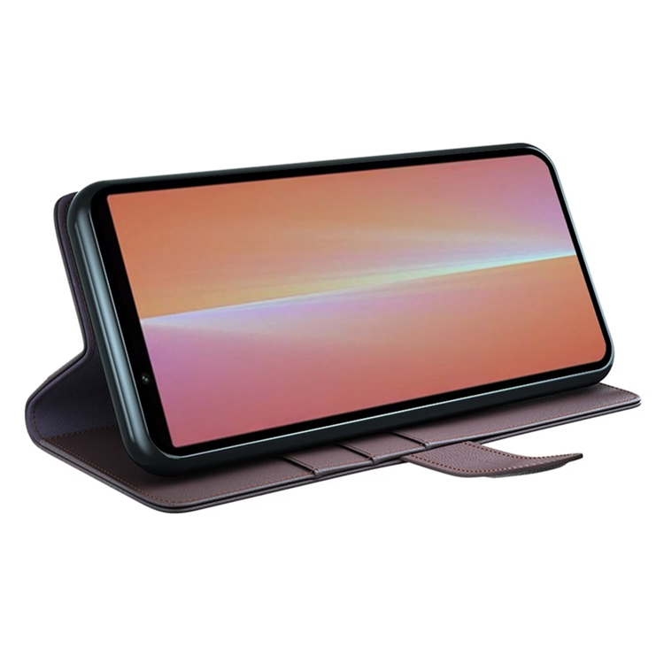 OEM Sony Xperia 5 V Plånboksfodral Äkta Läder - Brun