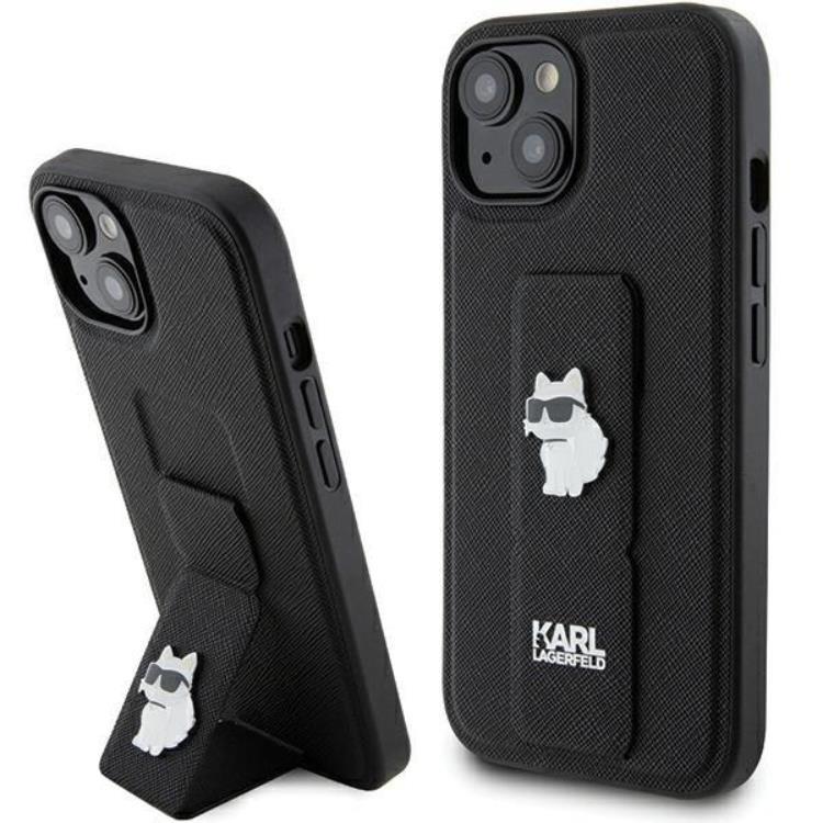 KARL LAGERFELD Karl Lagerfeld Mobilskal till iPhone 15 Gripstand Saffiano Choupette Pins