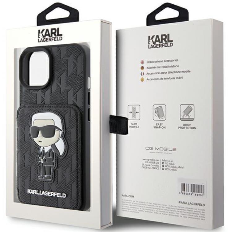 KARL LAGERFELD Karl Lagerfeld Mobilskal till iPhone 15 Korthållare Monogram Ikonik