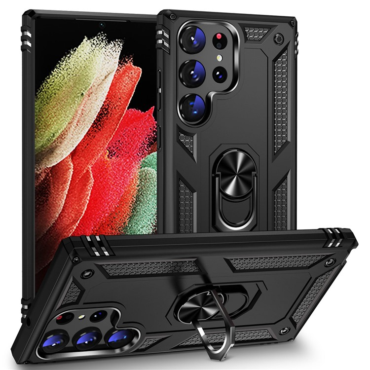 A-One Brand Galaxy S23 Ultra Skal Ringhållare Kickstand - Svart