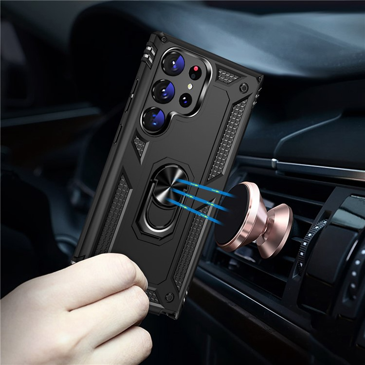 A-One Brand Galaxy S23 Ultra Skal Ringhållare Kickstand - Svart