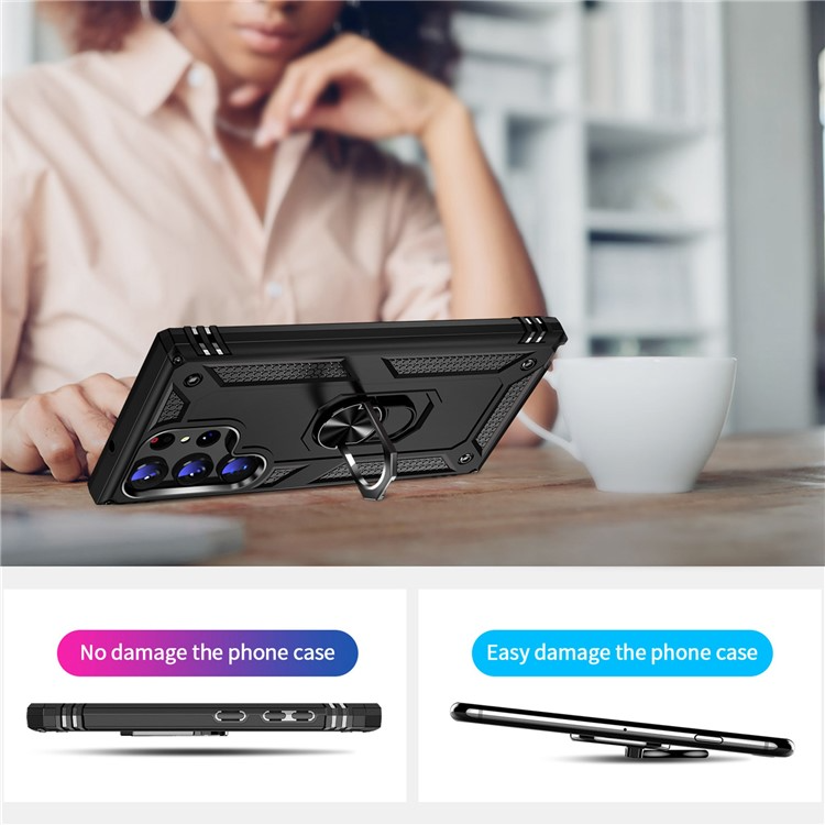 A-One Brand Galaxy S23 Ultra Skal Ringhållare Kickstand - Svart