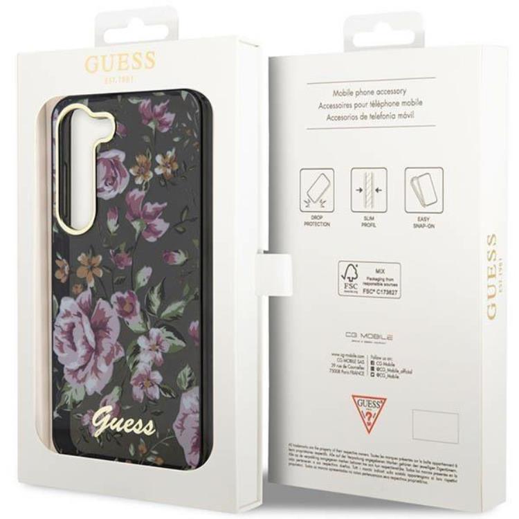 Guess Guess Mobilskal till Galaxy S23 Plus Flower Collection - Svart