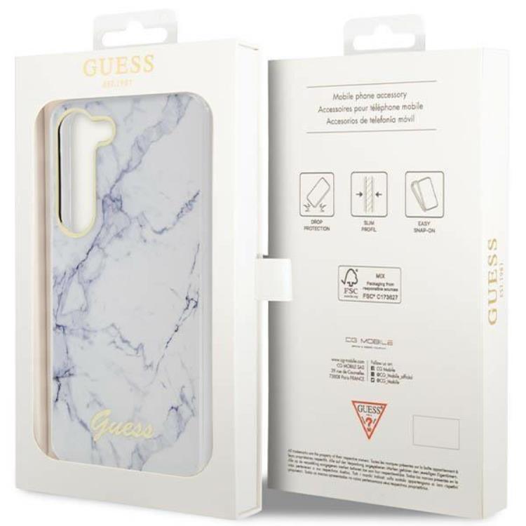 Guess Guess Mobilskal till Galaxy S23 Marble - Vit