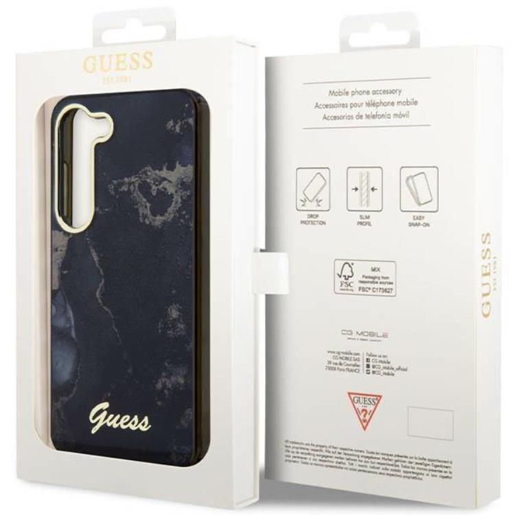Guess Guess Mobilskal till Galaxy S23 Plus Golden Marble Collection - Svart