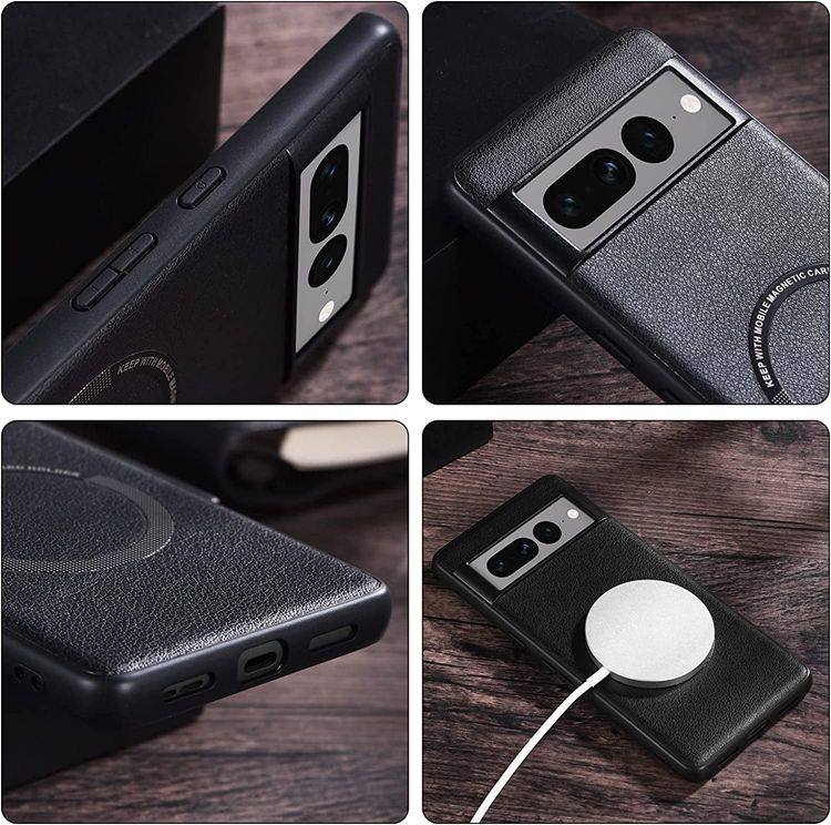 UTGATT Google Pixel 7 Skal Magsafe Magnetic PU-Läder - Röd