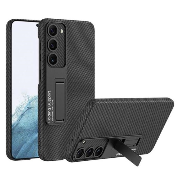 GKK GKK Mobilskal till Galaxy S23 Kickstand PU-Läder - Carbon